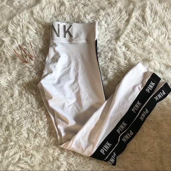 PINK Victoria's Secret Pants -  VS PINK Ultimate White Logo Leggings • Sz M